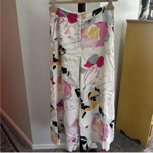 Anthropologie Pink and Yellow Abstract Pants